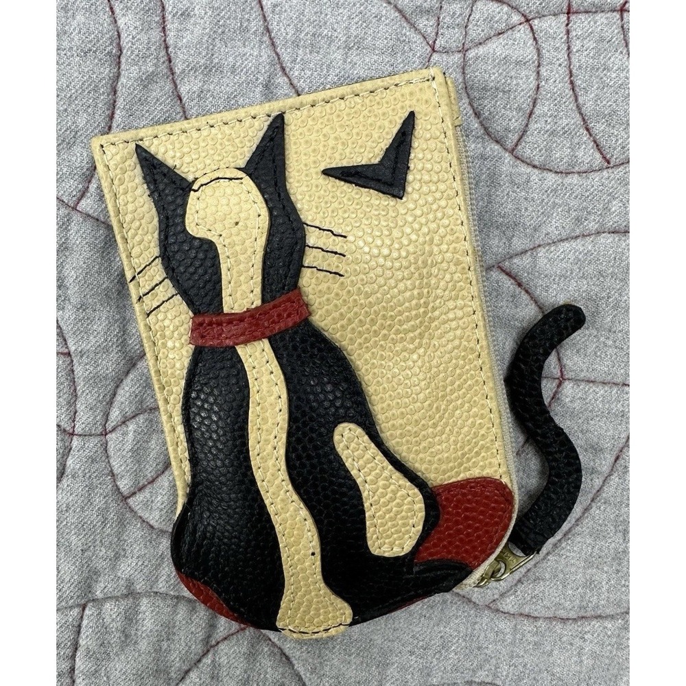J.P. Ourse & Cie Geneve Cat in the Window Leather Zip‎ Wallet